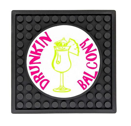 Custom Rubber Coaster Mat with Circle Imprint Area - 3.9″ x 3.9″