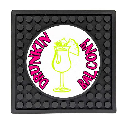 Custom Rubber Coaster Mat with Circle Imprint Area - 3.9″ x 3.9″