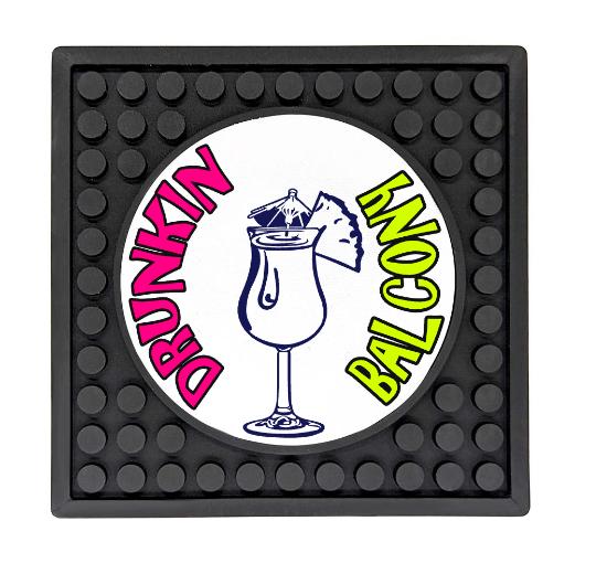 Custom Rubber Coaster Mat with Circle Imprint Area - 3.9″ x 3.9″