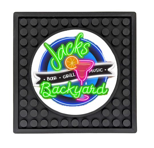 Custom Rubber Coaster Mat with Circle Imprint Area - 3.9″ x 3.9″
