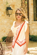 MASON'S DAUGHTER | Lily Scarf Top, Red & White Floral Silk Twil