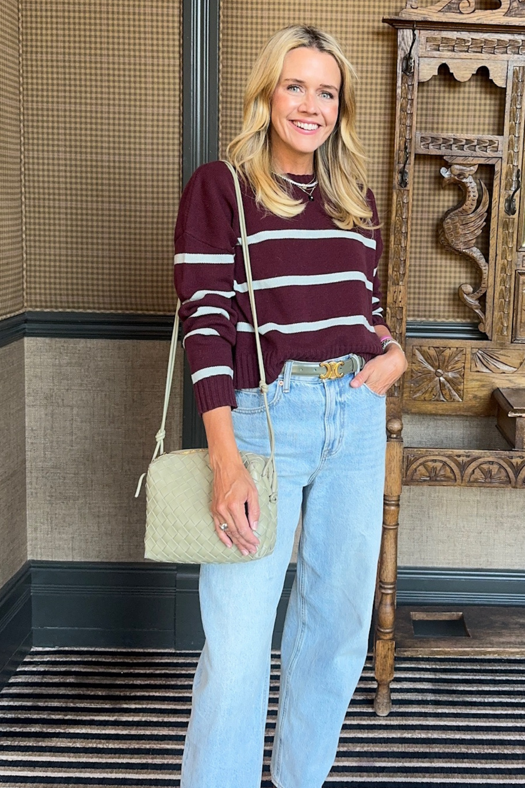 MASON'S DAUGHTER | Danielle Sweater, Burgundy & Gray Striped Knit