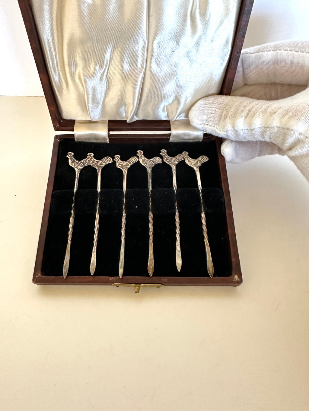 Sterling Silver Rooster Cocktail Picks Vintage