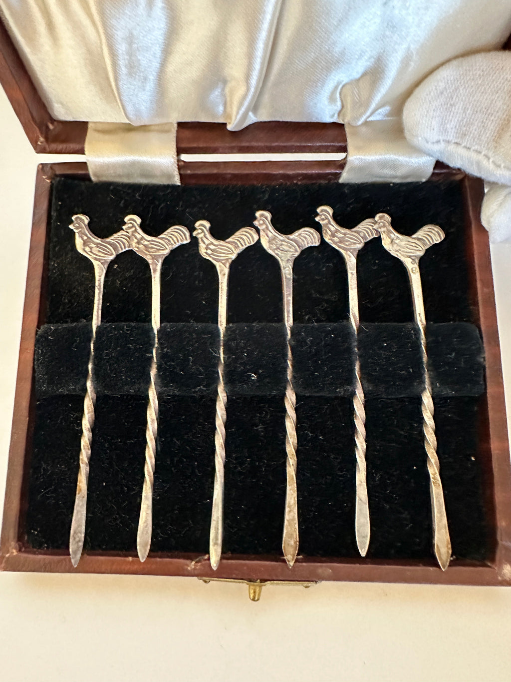 Sterling Silver Rooster Cocktail Picks Vintage