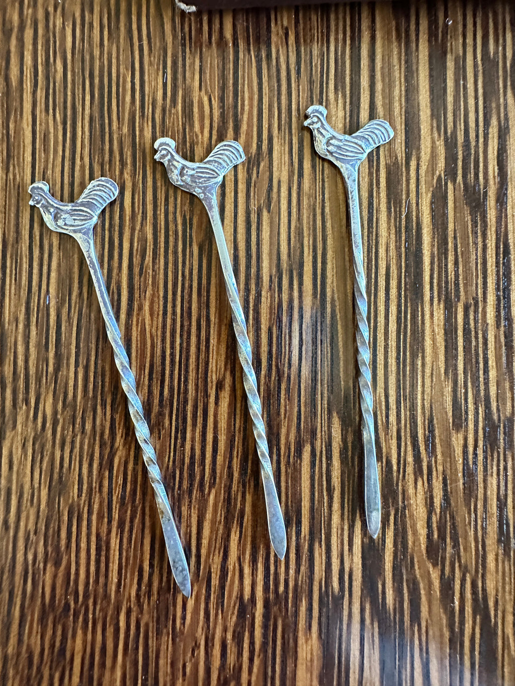 Sterling Silver Rooster Cocktail Picks Vintage