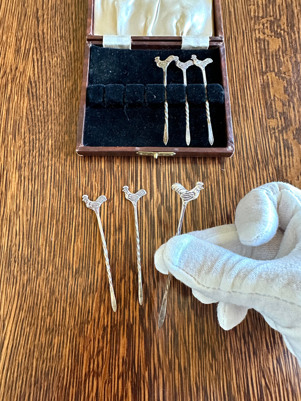 Sterling Silver Rooster Cocktail Picks Vintage