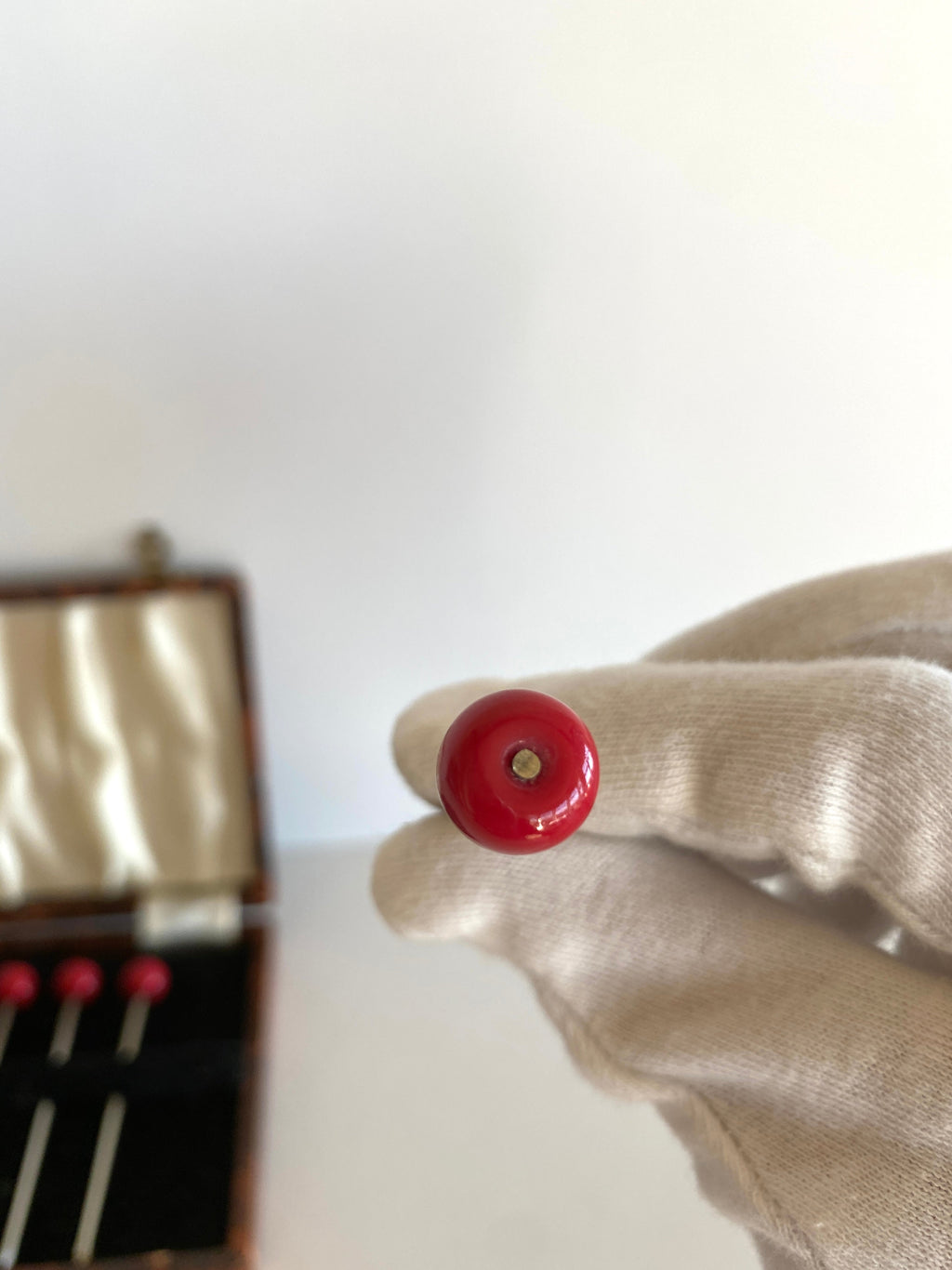 Bakelite Cherry Cocktail Picks (in original box), 1940s