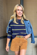 MASON'S DAUGHTER | Danielle Sweater, Navy & Olive Striped Knit