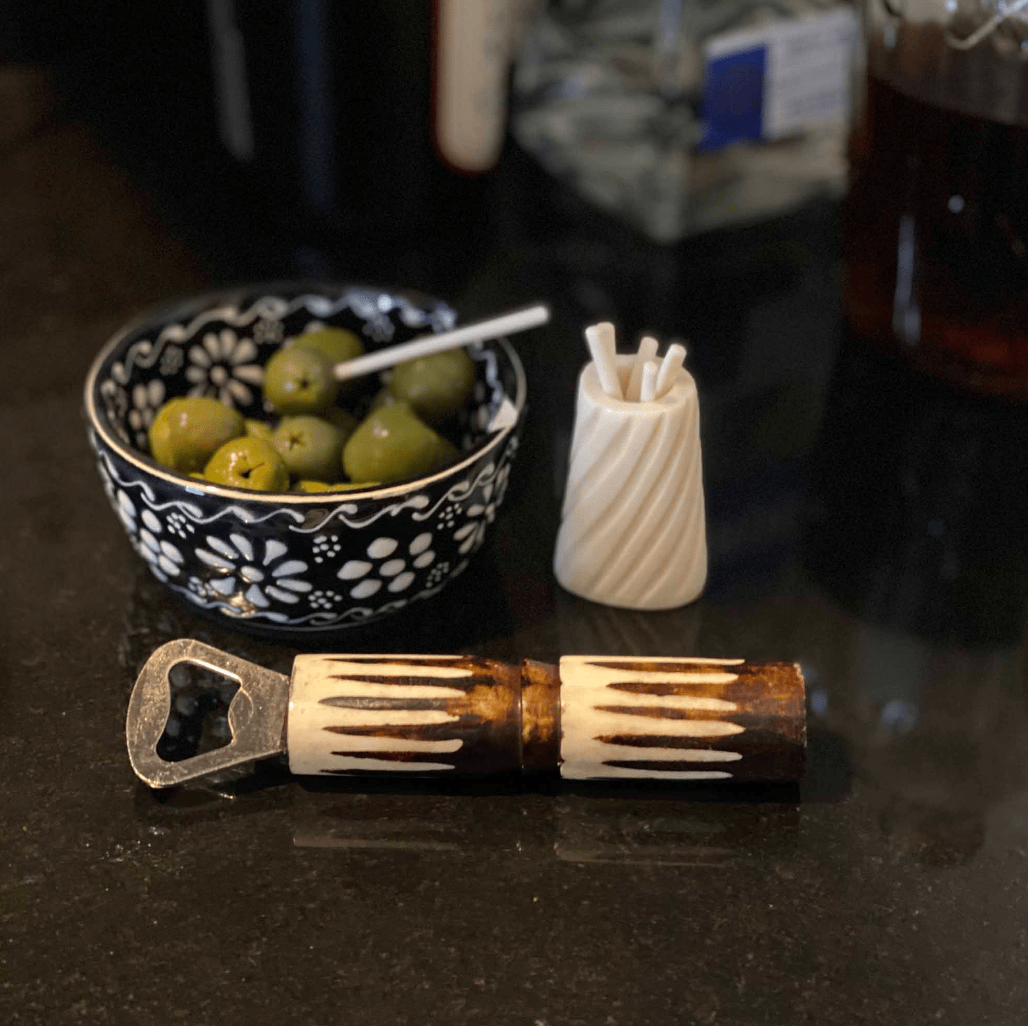 Cocktail Picks & Jar - Natural Bone