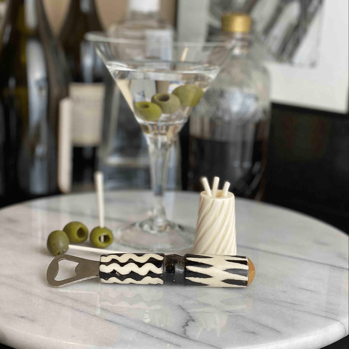 Cocktail Picks & Jar - Natural Bone