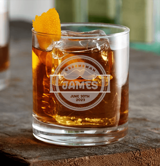 Personalized Groomsmen Whiskey Glasses Engraved 11 oz Cocktail Rocks Glass
