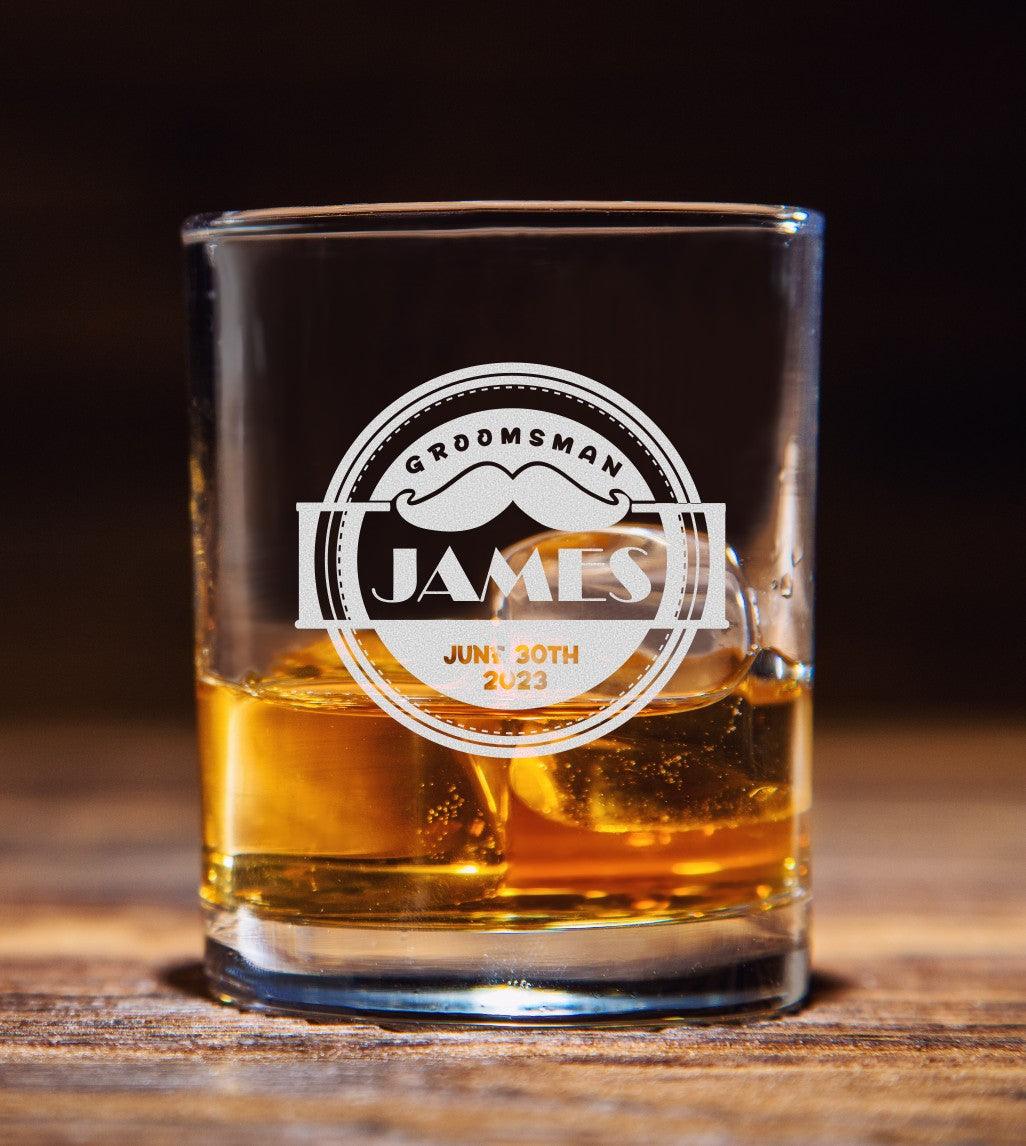 Personalized Groomsmen Whiskey Glasses Engraved 11 oz Cocktail Rocks Glass