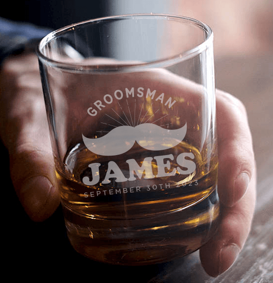 Personalized Groomsmen Whiskey Glasses Engraved 11 oz Cocktail Rocks Glass