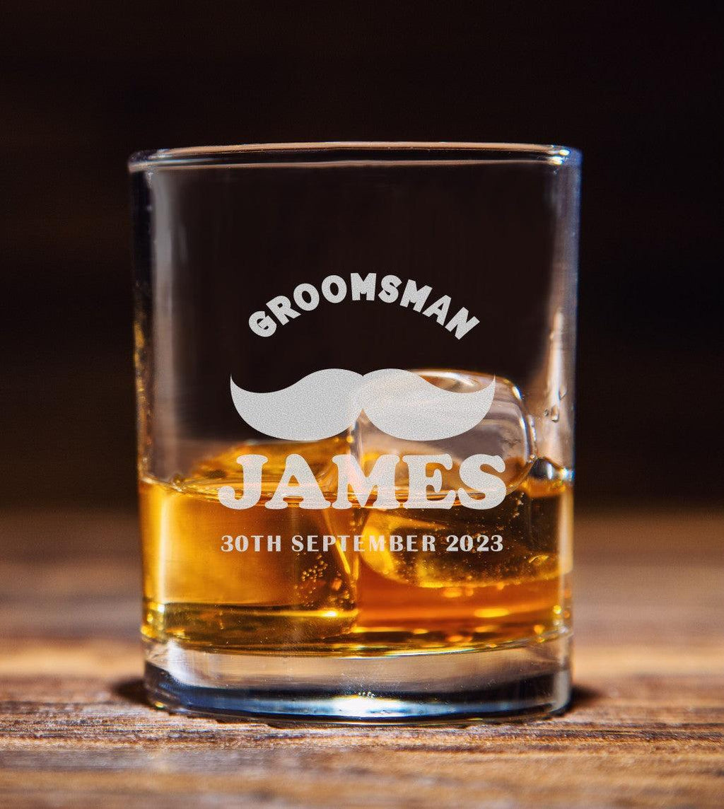Personalized Groomsmen Whiskey Glasses Engraved 11 oz Cocktail Rocks Glass