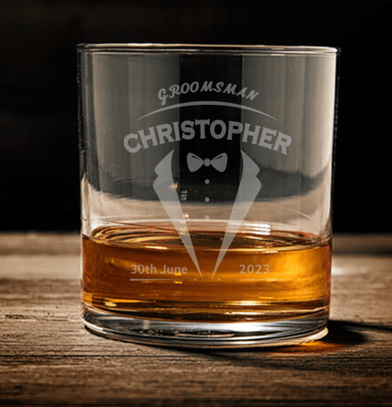 Personalized Groomsmen Whiskey Glasses Engraved 11 oz Cocktail Rocks Glass