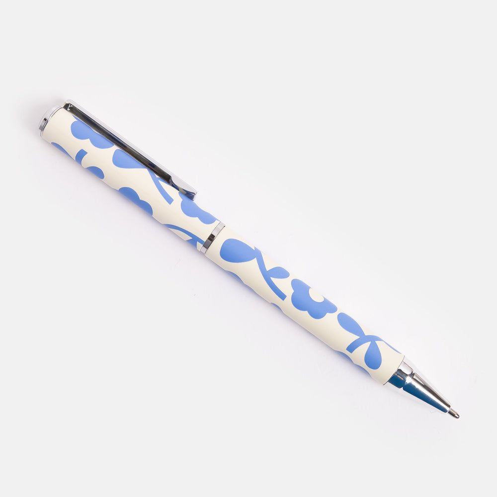 Blue Floral Boxed Ballpoint Pen