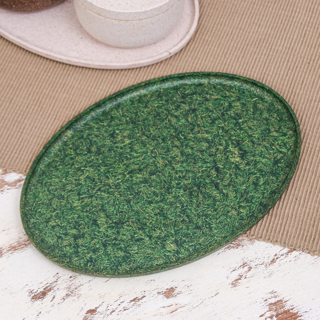 Oval Green Bio-Composite Tray Made from Rice Husks - Refined Green