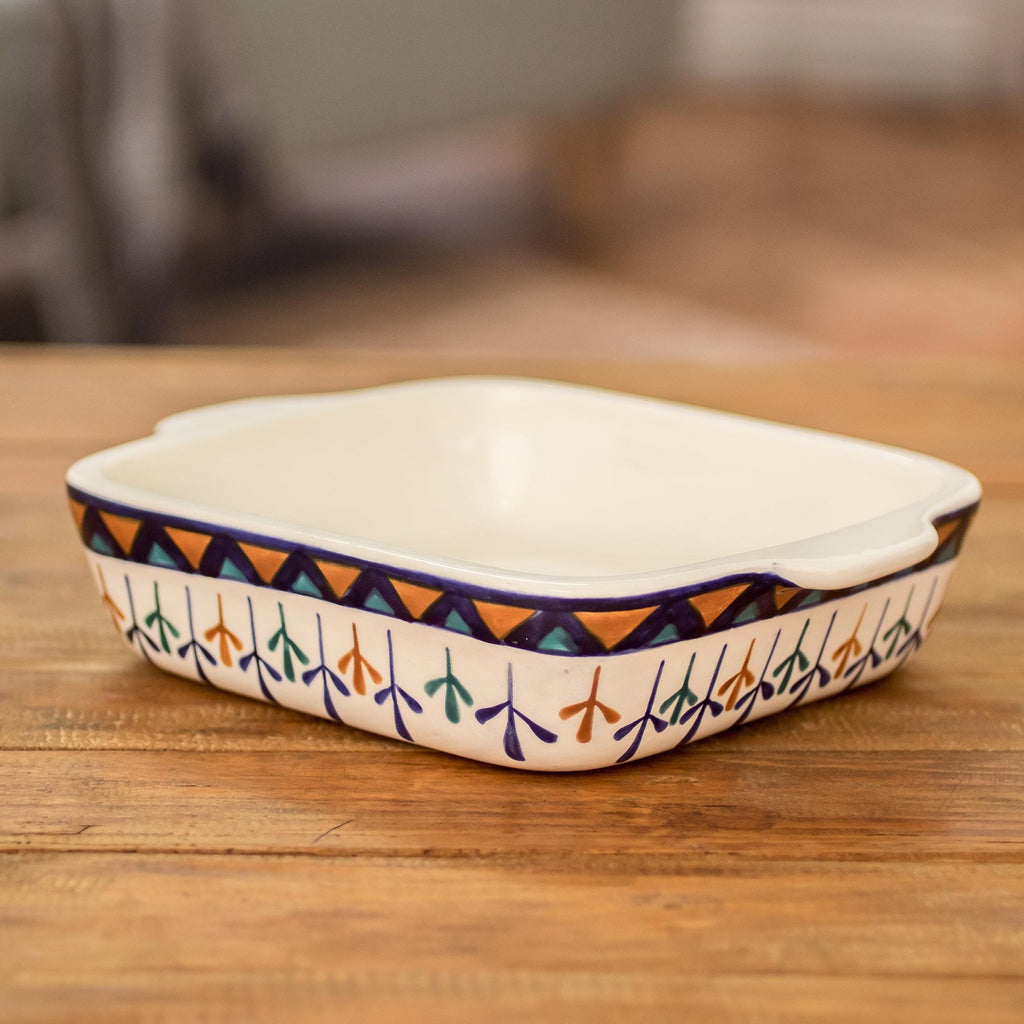 Ceramic Geometric Design Hand Painted Casserole Baking Dish - Antigua Breeze