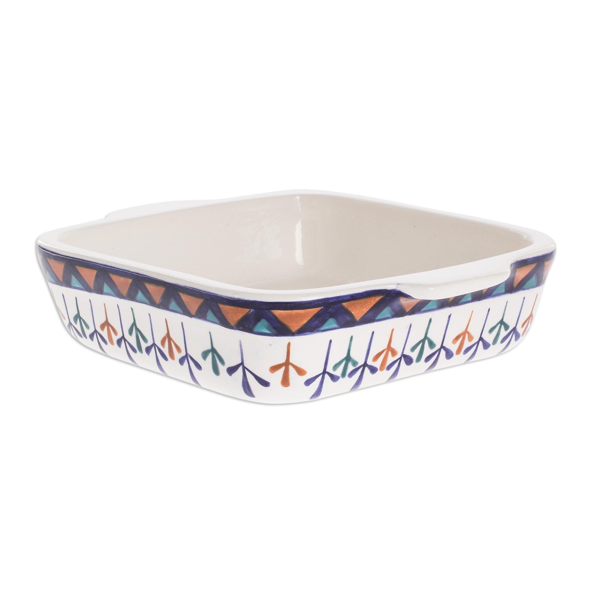 Ceramic Geometric Design Hand Painted Casserole Baking Dish - Antigua Breeze
