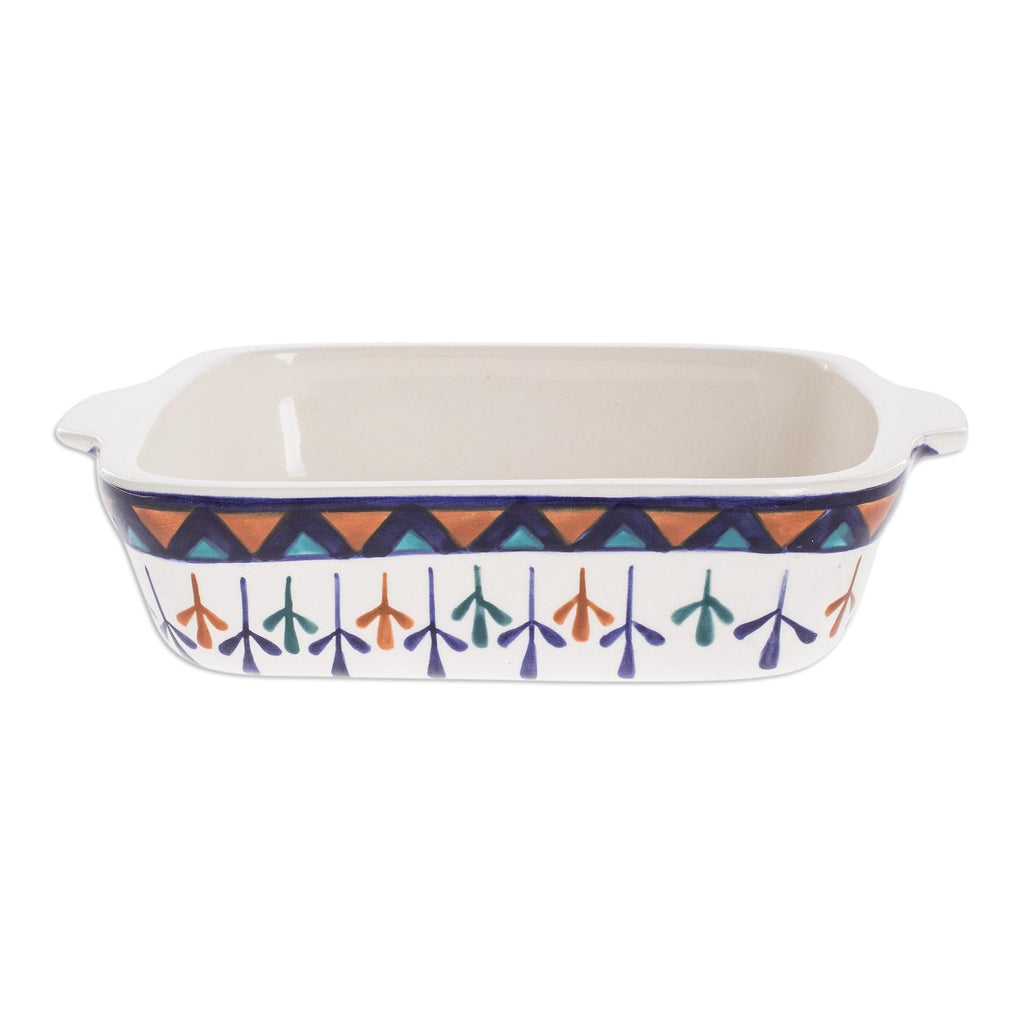 Ceramic Geometric Design Hand Painted Casserole Baking Dish - Antigua Breeze