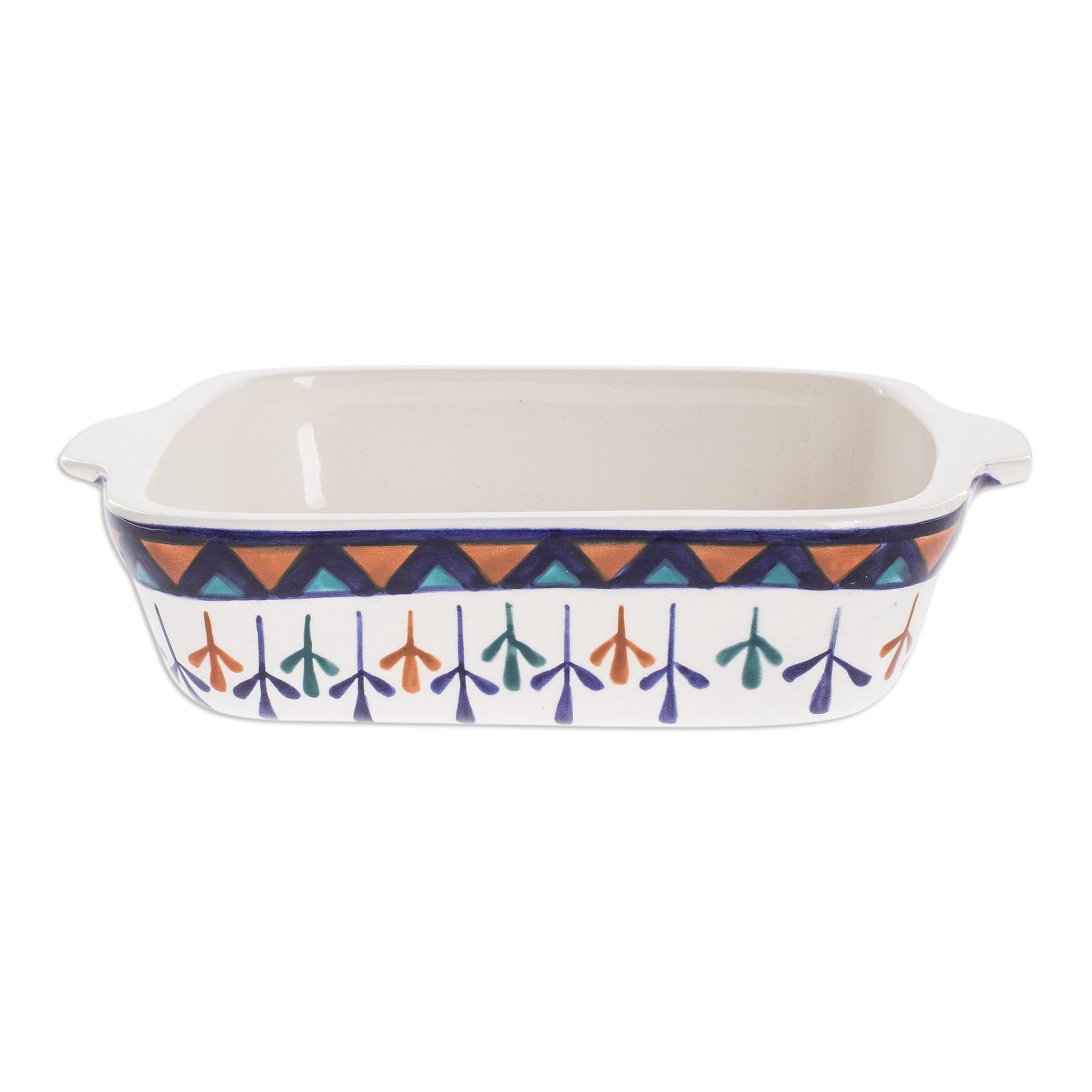 Ceramic Geometric Design Hand Painted Casserole Baking Dish - Antigua Breeze