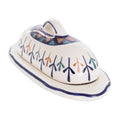 Ceramic Hand Painted Butter Dish with Geometric Design - Antigua Breeze