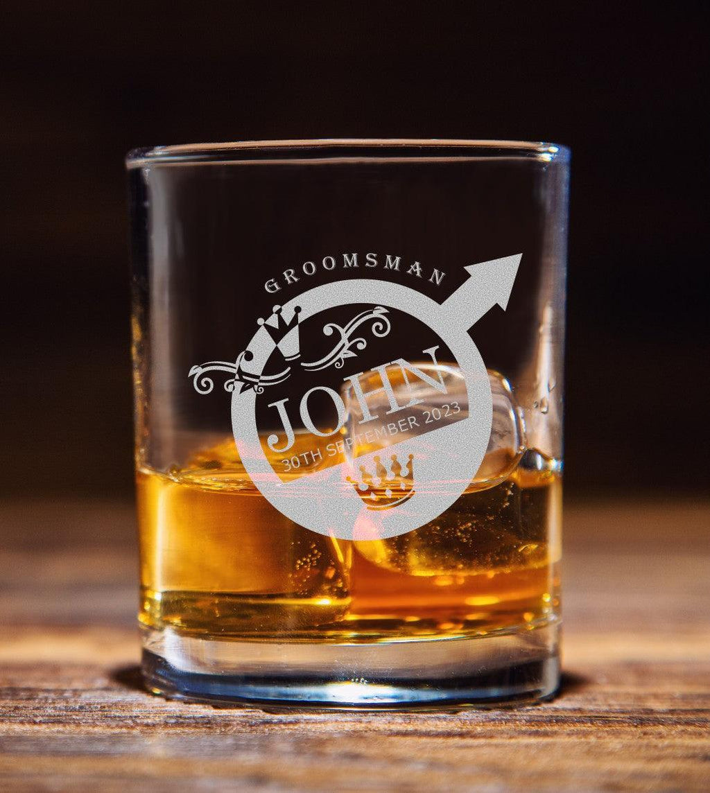 Personalized Groomsmen Whiskey Glasses Engraved 11 oz Cocktail Rocks Glass